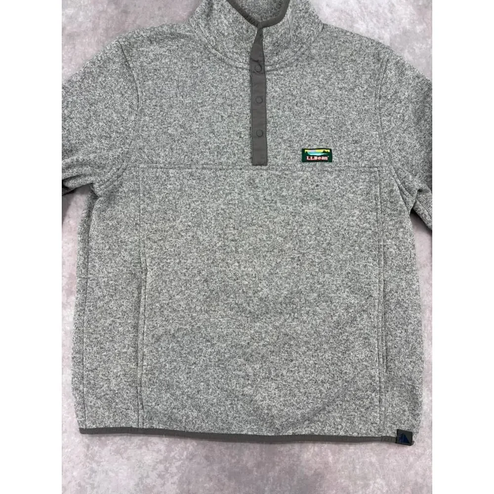 L.L.Bean Men’s M Sweater Fleece Snap Neck Pullover Gray